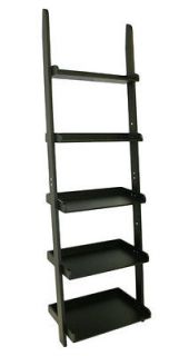 Tier Leaning Wall Shelf Ladder Shelf in Black