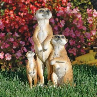   Kalahari Desert Meerkat Family With Pup Home Garden Statue Sculpture