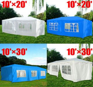   x30 White/Blue Outdoor Party Tent Gazebo Wedding Canopy W/Side Walls