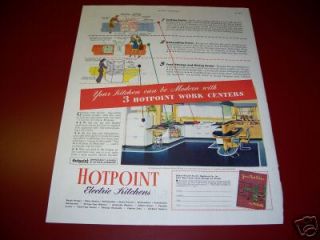 1945 Retro Hotpoint Electric Kitchens w Cabinets Ad