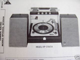 GENERAL ELECTRIC RP2060A & RP2061A PHONOGRAPH PHOTOFACT