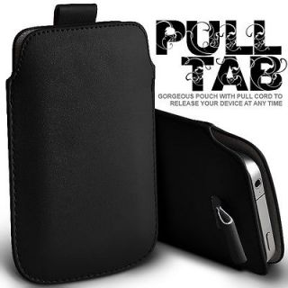 BLACK PULL TAB LEATHER POUCH CASE SKIN COVER FOR T MOBILE GARMINFONE