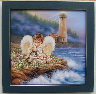 Childrens Decor Angels Framed Country Pictures Primitive Interior Home 