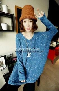 Korean Fashion Tee Painting #1013 Lady Batwing Long Sleeve Casual T 