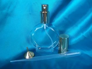  Unused Refillable Round Perfume Spray Empty Glass Bottle Atomizer 2oz