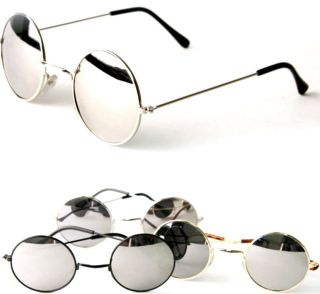 John Lennon Sunglasses Round Hippie Shades Retro Smoked Lenses Gold 