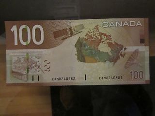One Hundred Canadian Note Bill Currency 100 Dollar Bank of Canada 