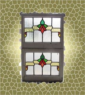 Pair of Antique Stained Glass Windows Six color Stunning Design