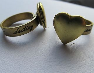   Our Fate is Our Destiny Heart Locket Rings Adjustable Best Friends
