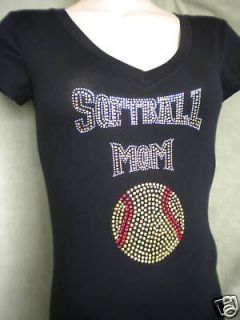 Rhinestones Softball Mom shirt V neck JR 3XLARGE NEW