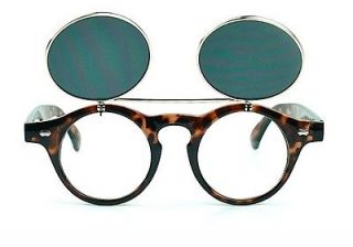   Retro Style Tortoise Frame Flip Up Steampunk Sunglasses Eyeglasses