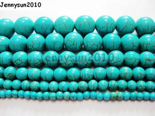 16’‘ Howlite Turquoise Gemstone Round Loose Beads 4mm 6mm 8mm 10mm 