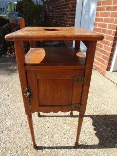 Vintage Art Deco Arts Crafts Smoking Stand Wood Cabinet Pipe Tobacco 