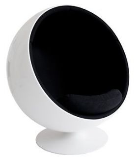 Eero Aarnio style ball egg pod globe chair, Retro WHITE   BLACK 