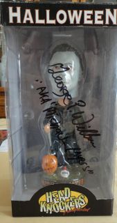 GEORGE WILBER AKA MICHAEL MYERS DOUBLE SIGNED NECA HEAD KNOCKERS 