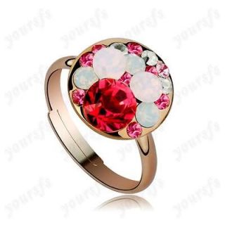 18K Rose Gold GP Colorful Swarovski Crystal Mickey Mouse Lovely Ring