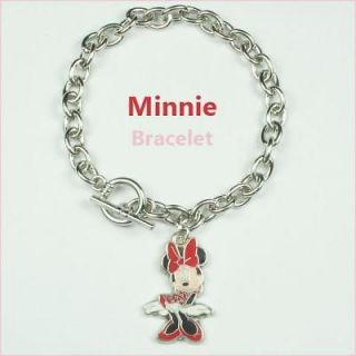 Minnie Mouse Metal Dangle Charm Pendant Bracelet Girls Birthday Party 