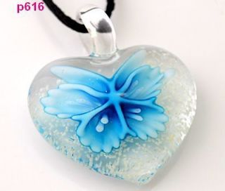   fluorescent butterfly Murano Lampwork Glass Pendant Necklace p0616
