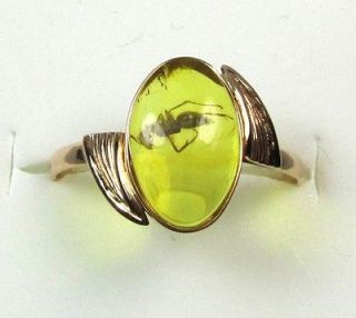   insect Great ANT inclusion in Genuine BALTIC AMBER 14K Rose GOLD Ring