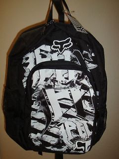 NEW NWT FOX RACING CO. UNISEX AMPLIFIED BLACK/WHITE GRAFFITI BACKPACK