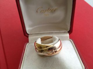 Vintage in Box All 18k Gold Cartier Trinity Ring Size 57 