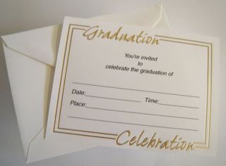 25 Gold & White Graduation Invitations Announcements
