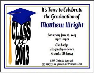 Graduation Class of 2013 Cap Tassel Personalized Party Invitations