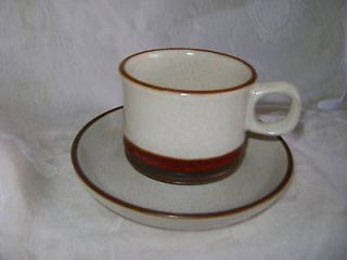 RETRO DENBY POTTERS WHEEL RUST RED CUP and SAUCER STONEWARE VINTAGE 