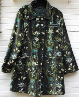 Garnet Hill Velveteen Dress Coat Botanical Print Canada BLU 6 7 yrs 