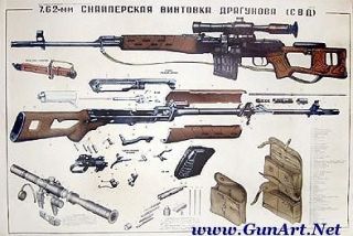 HUGE Soviet Russian SVD Dragunov Sniper Rifle Poster→