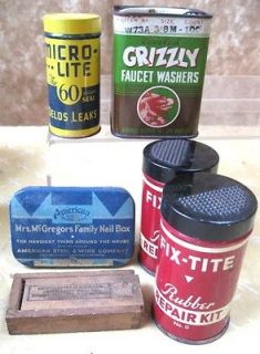  ADVERTISING TINS,Asstd. HARDWARE,Grizzly,McGregors,Fix Tite,MicroLite