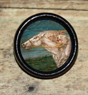   Icart HORSE & RIDER beauty lady Art Tie Tack or Ring or Brooch pin