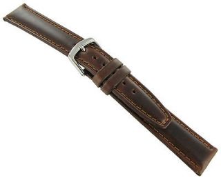 Hadley Roma Watch Band 20mm Oiled Tanned Leather Black Padded Mens 