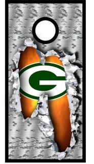 Green Bay Packers Ripped Metal Cornhole Bag Toss Game Wrap Decal Set