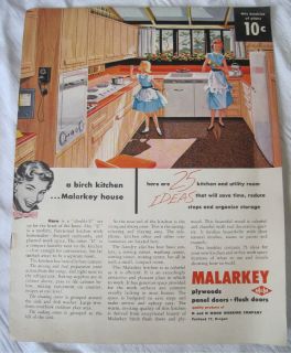 Vintage 1950s MALARKEY M&M Birch Kitchen ADVERTISING Booklet retro
