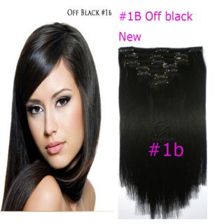 New 16 Clip in Human Hair Extensions #1B off black 70g 7pcs great 