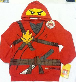 New LEGO Ninjago KAI Boys Hoodie Sweatshirt Sz 5 Costume w Pocket Red 