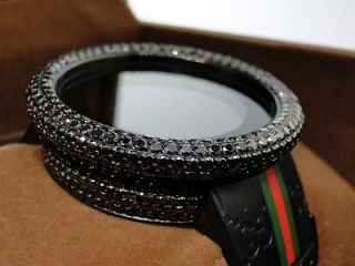 17.0 Ct Mens Custom Big Bezel Full I Gucci Digital Black Diamond Watch