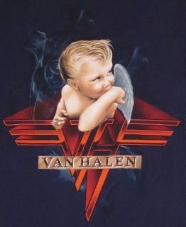 VAN HALEN Smoking Baby T shirt VH 1984 Album Angel Wing NAVY Adult S,M 