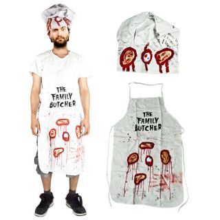 Halloween Costume Bloody Family Butcher Apron & Hat Horror Men One 