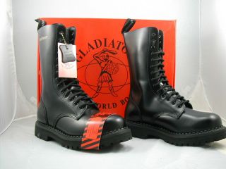   14 EYELET BOOTS, STEEL TOE CAP, MADE IN ENGLAND, GOTH SKINHEAD PUNK