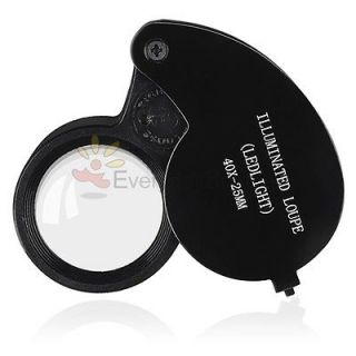 40x 25mm Magnifying Magnifier Glass Jewelry Loupe LED Light