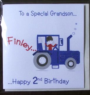 PERSONALISED HANDMADE TRACTOR BIRTHDAY CARD.GRANDSON, SON,etc1st,2nd 