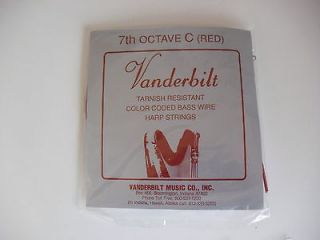 7th Octave C (RED) Harp String. Color coded bass wire. By Vanderbilt 