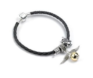 Harry Potter Inspired Black Bracelet & 3 Charms  6 sizes available 