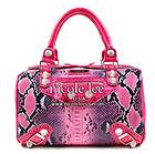 New Handbag  NICOLE LEE Designer Snake Reptile Print Fuchsia Pink 