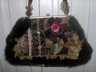 NICOLE LEE COLLECTION~FUN​KY EMBELLISHED PURSE~FAUX FUR TRIM~SHIPS 