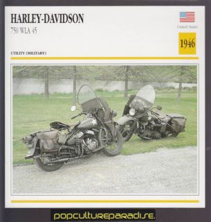 1946 HARLEY DAVIDSON 750 WLA 45 US Army War BIKE CARD