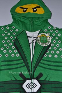   Boys 4 5 6 7 Sweatshirt Hoodie LLOYD GREEN NINJA COSTUME Jacket Coat