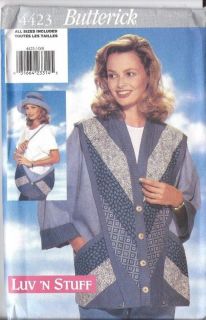 UNCUT Vintage Butterick Sewing Pattern Quilted Hat Purse Jacket 4423 